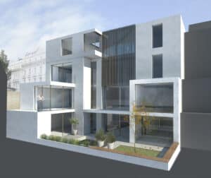 Rear elevation of Inverness Terrace modern new build house by Dyer Grimes Architecture