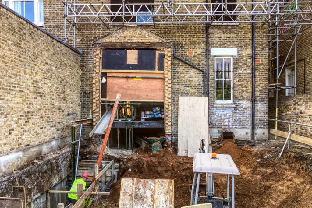 Rear view of basement excavation in Castelnau