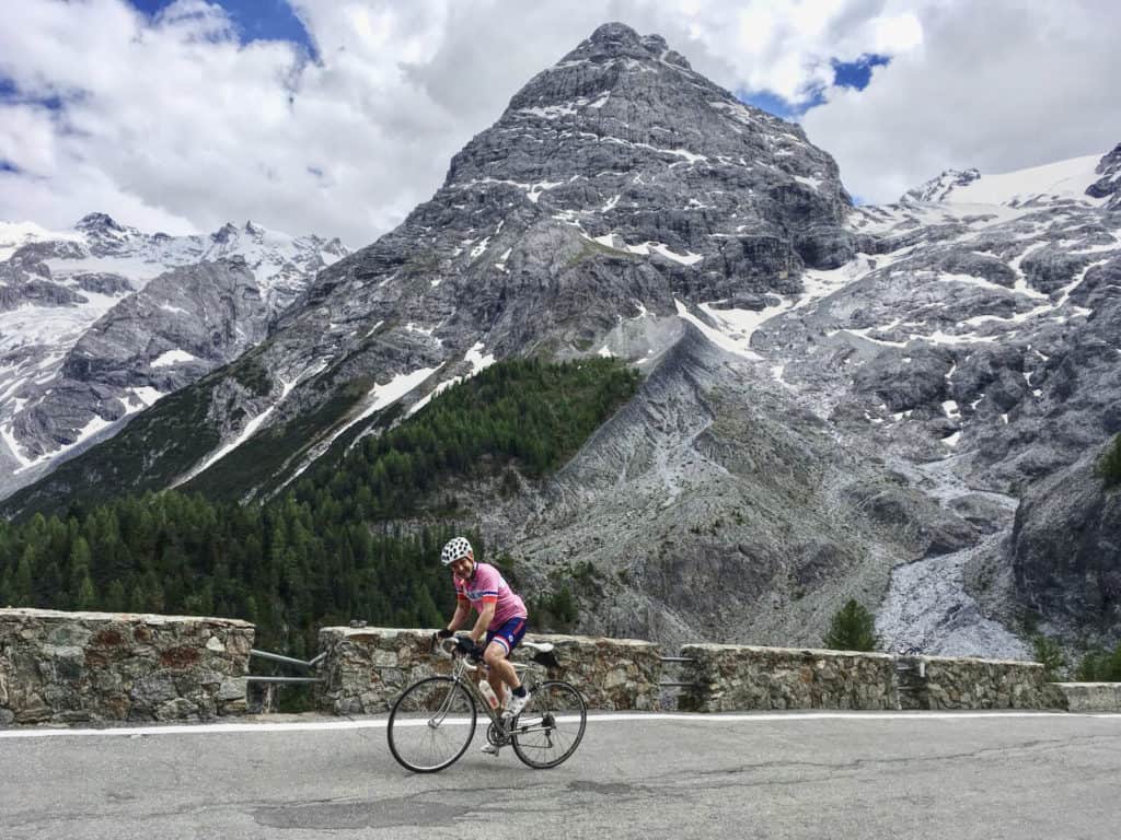 John Dyer-Grimes cycling the Mortirolo Pass