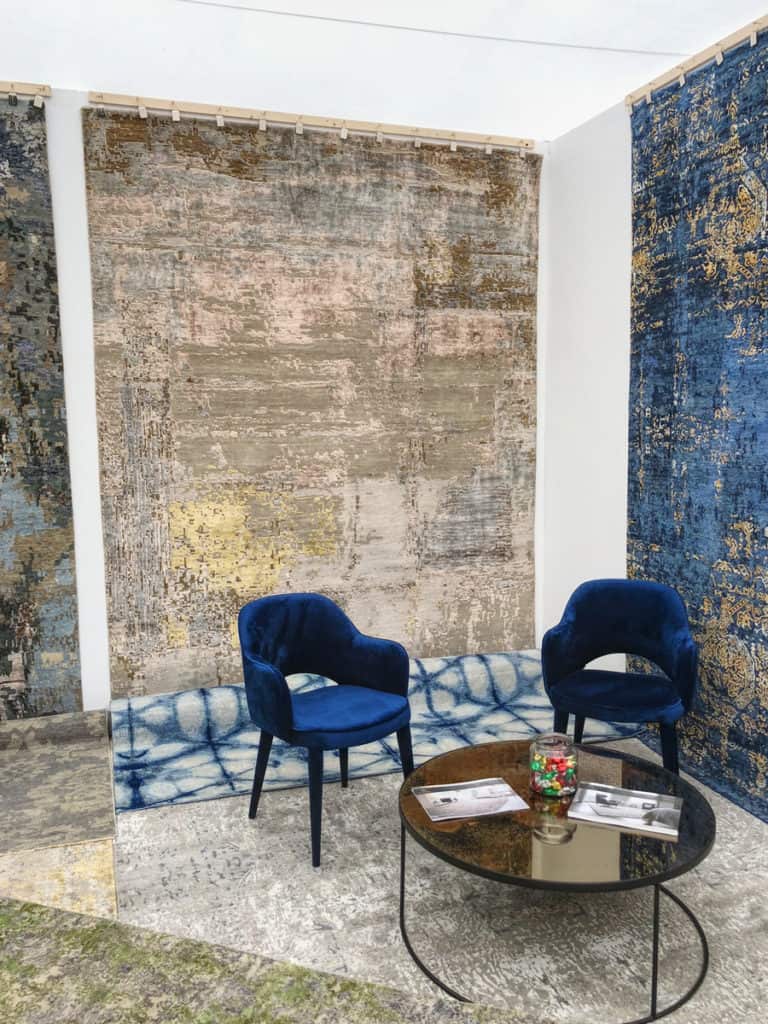 Distressed rugs interior design trend at Decorex