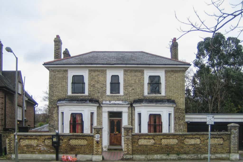 Derelict Victorian house in Putney conservation area